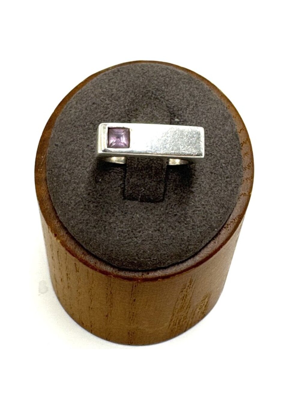 Solid Sterling Silver 925 Square Amethyst 3.25mm Band Signet Ring Size 6.25